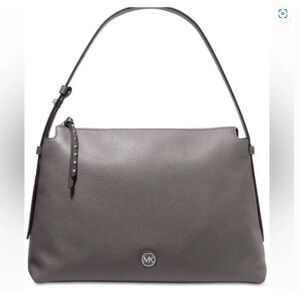 Michael Kors Shailene Medium Soft Leather Hobo Shoulder Bag Gray/silver